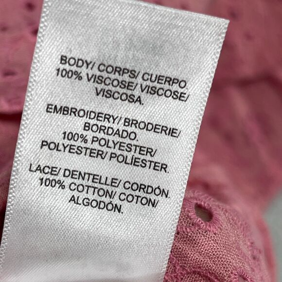 Lucky Brand Tank Top Womens Small Pink Embroidered Eyelet Floral Square Neck - Picture 5 of 10